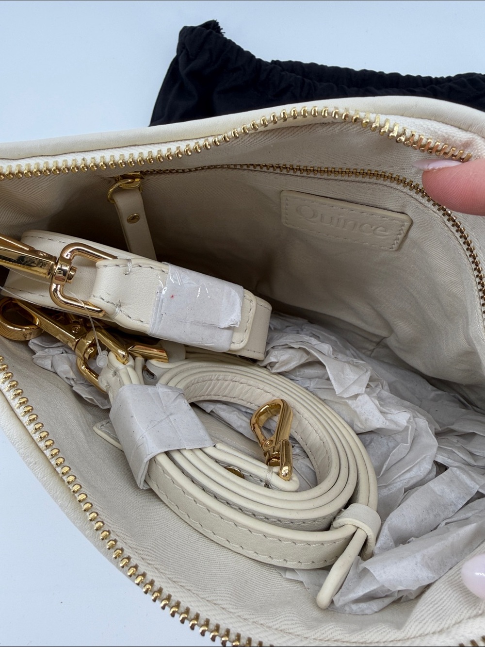 Quince Italian Handwoven Leather Mini Shoulder Bag bone new - Picture 7 of 7